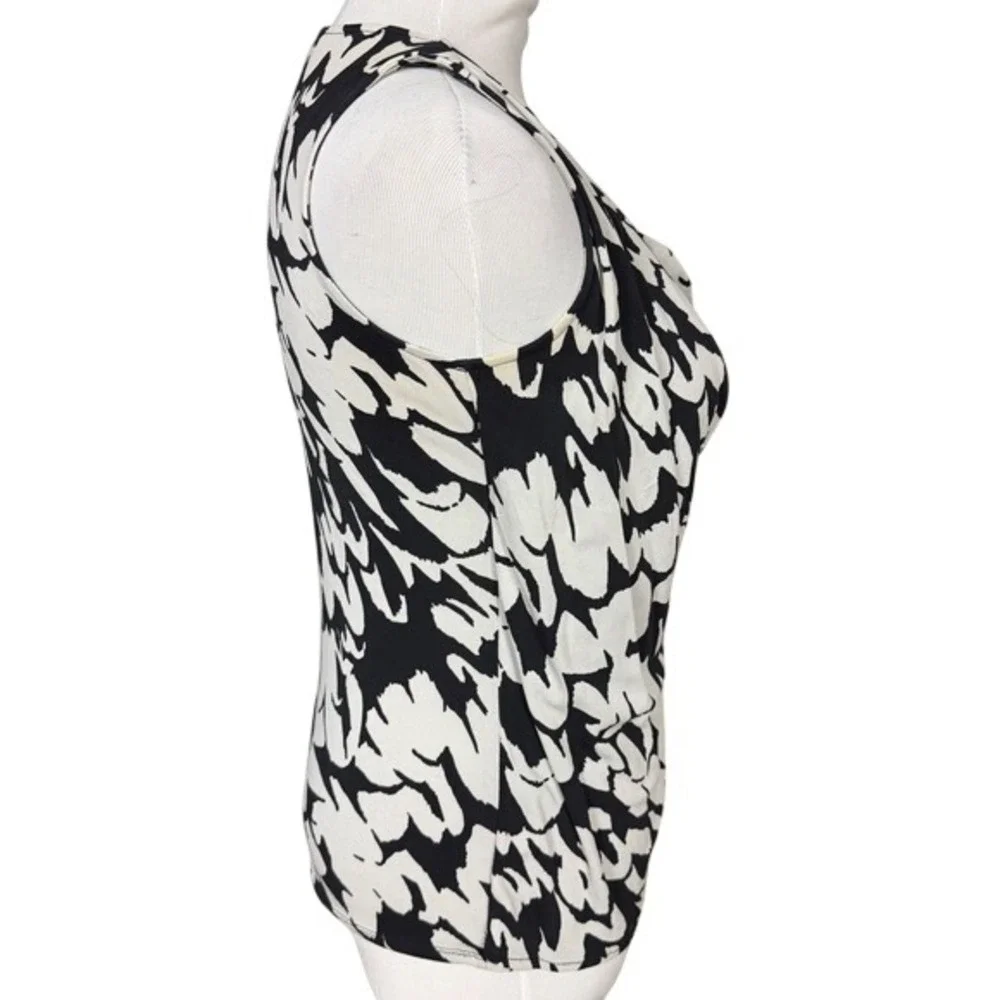 Classiques Entier‎ Womens XS Silk Blend Cowl Neck Abstract Tank Top Black White - Picture 3 of 8